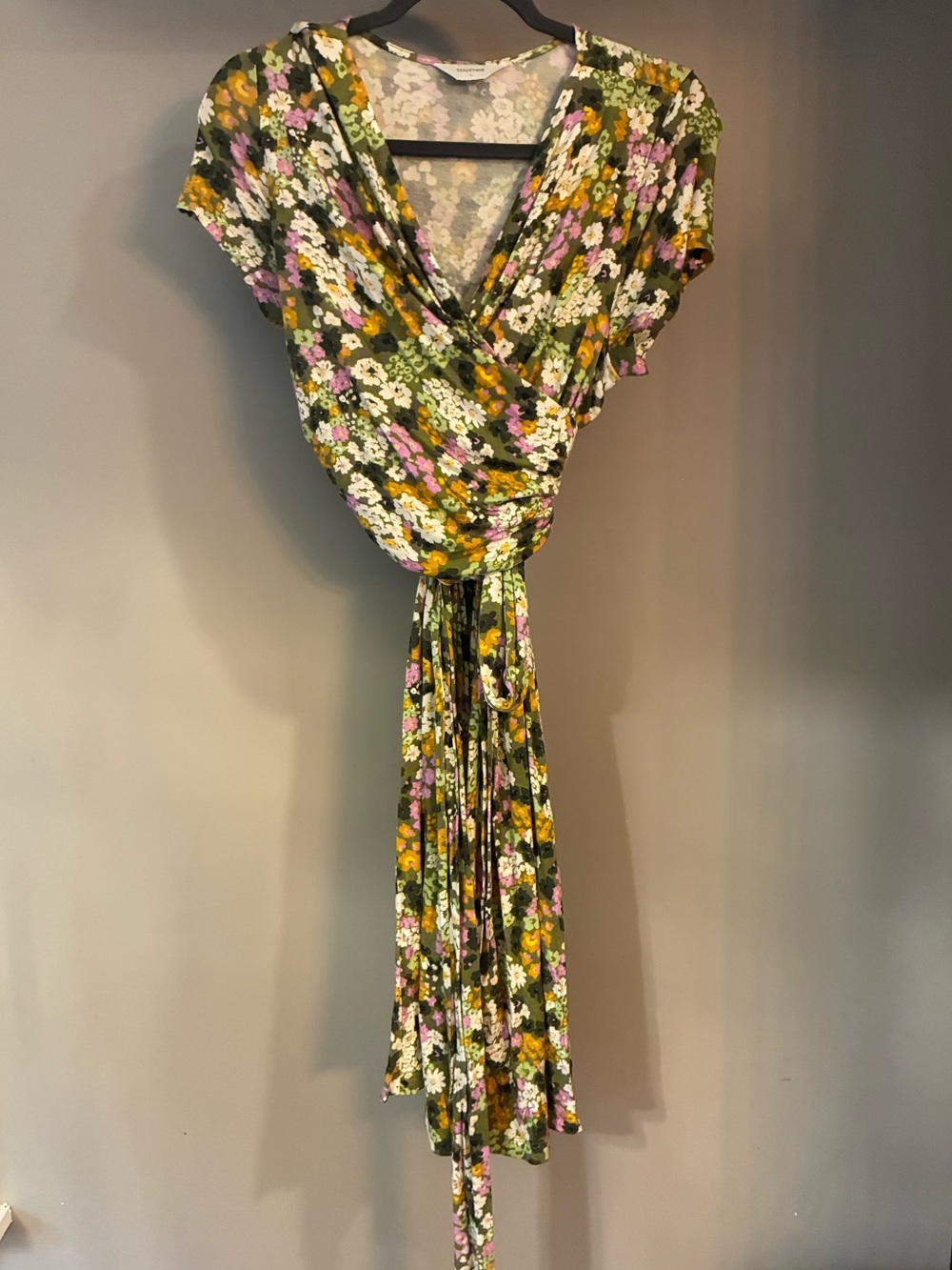 Seraphine Olive Green Floral Midi Wrap Nursing Dress
